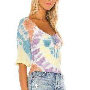 Chaser double V smocked peasant blouse Colorful Tie-Dye